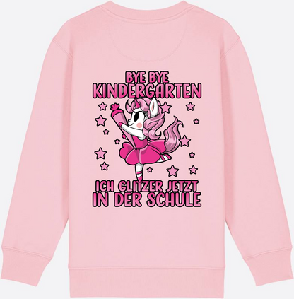 Einschulung Sweatshirt Einhorn: Bye Bye Kindergarten Glitzer Pink - Cotton Pink