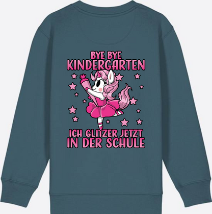 Einschulung Sweatshirt Einhorn: Bye Bye Kindergarten Glitzer Pink - Stargazer