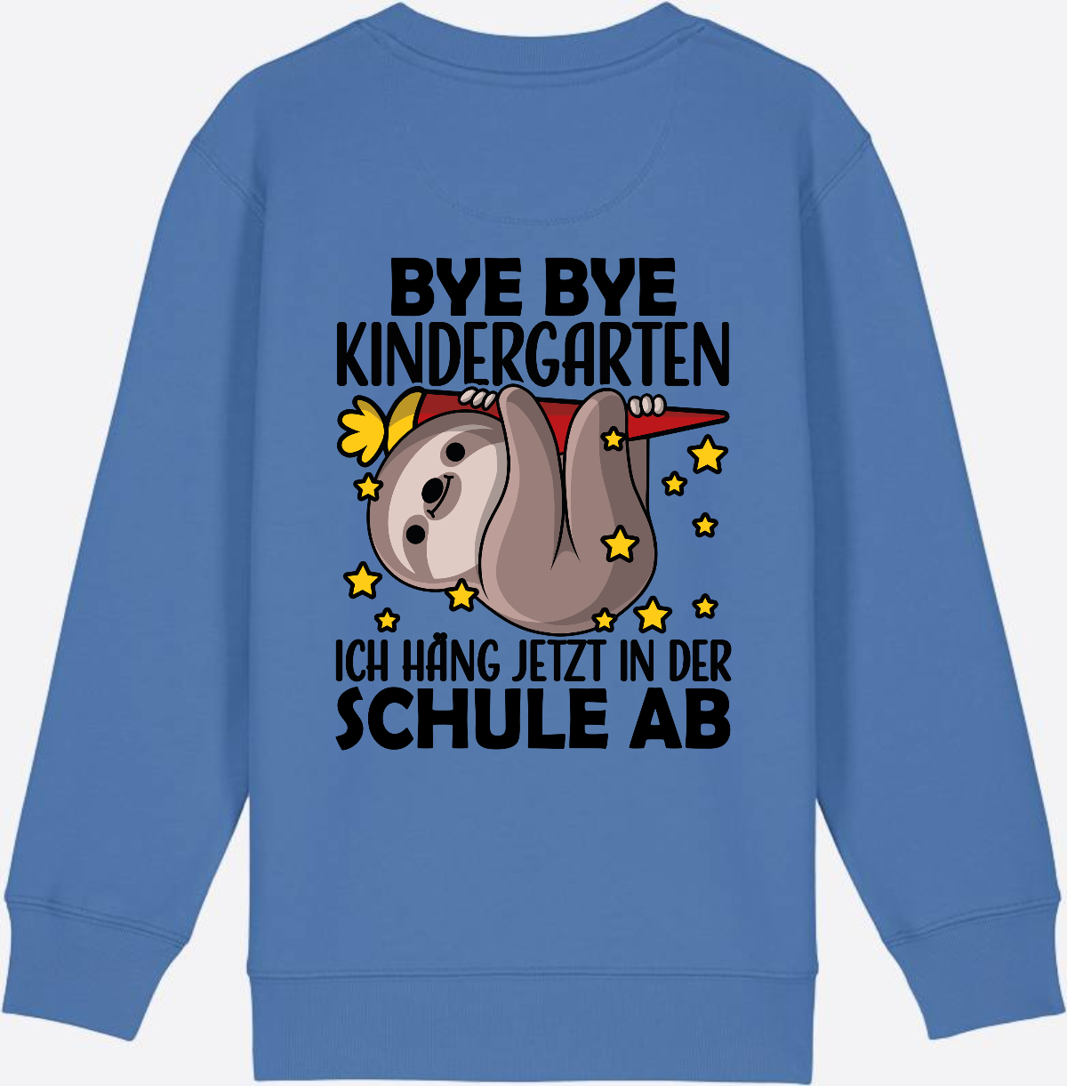 Einschulung Sweatshirt Faultier – Bye Bye Kindergarten - Bright Blue