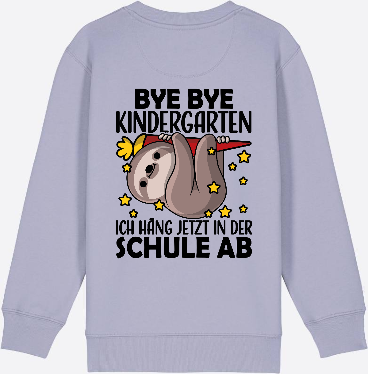 Einschulung Sweatshirt Faultier – Bye Bye Kindergarten - Lavender