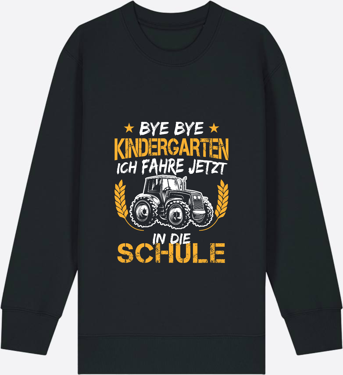 Einschulung Sweatshirt Traktor – Bye Bye Kindergarten - Black Herzseite