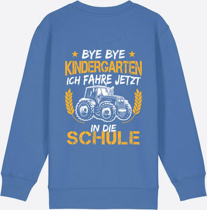 Einschulung Sweatshirt Traktor – Bye Bye Kindergarten - Bright Blue