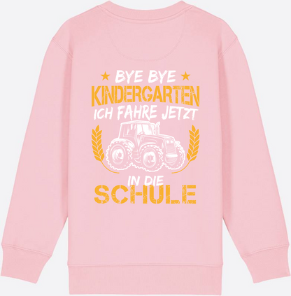 Einschulung Sweatshirt Traktor – Bye Bye Kindergarten - Cotton Pink