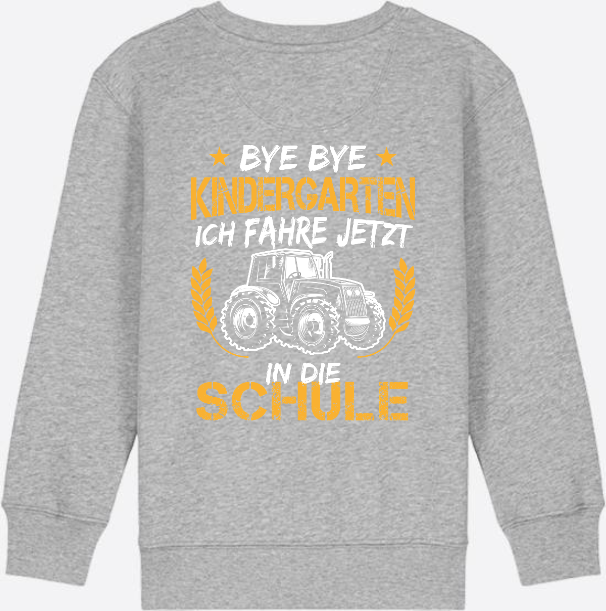 Einschulung Sweatshirt Traktor – Bye Bye Kindergarten - Heather Grey
