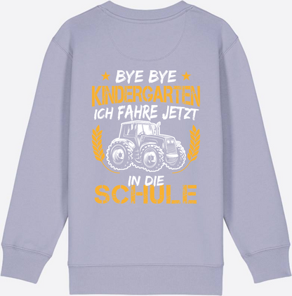 Einschulung Sweatshirt Traktor – Bye Bye Kindergarten - Lavender