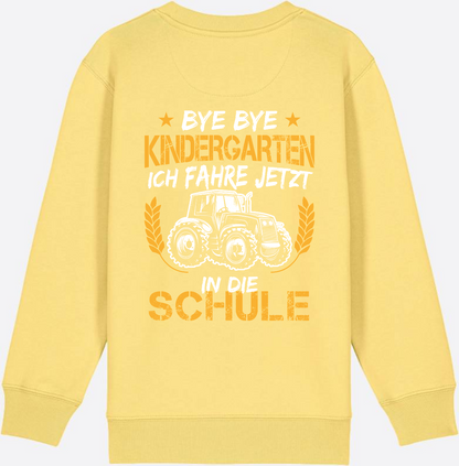 Einschulung Sweatshirt Traktor – Bye Bye Kindergarten - Viva Yellow