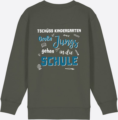 Einschulung Sweatshirt: Tschüss Kindergarten Große Jungs - Khaki