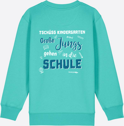 Einschulung Sweatshirt: Tschüss Kindergarten Große Jungs - Pool Blue
