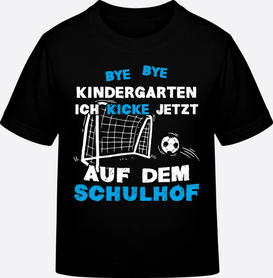 Einschulung T-Shirt – Bye Bye Kindergarten Fußball - Black