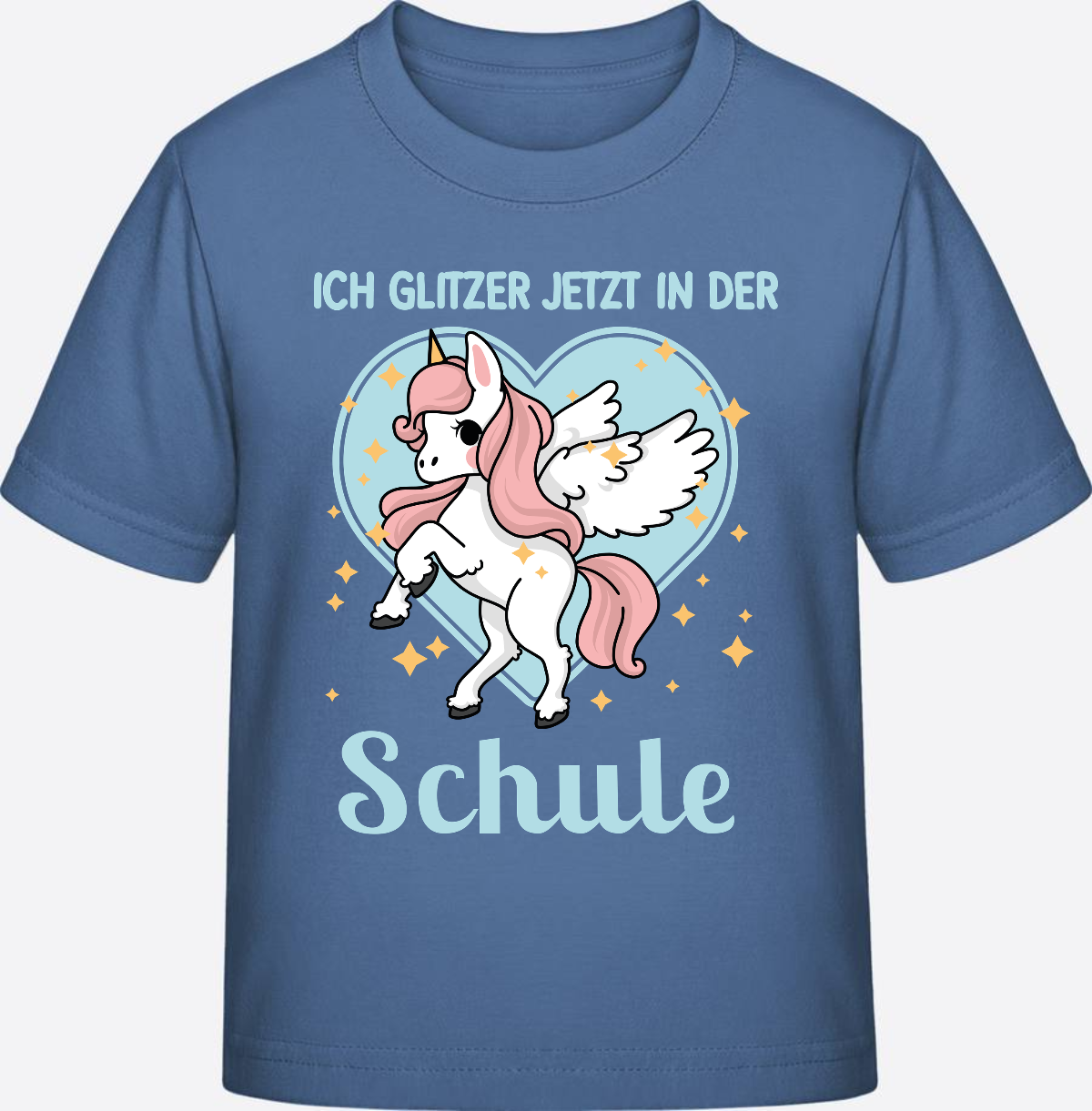 Einschulung T-Shirt Einhorn – Ich glitzer jetzt in der Schule - Bright Blue