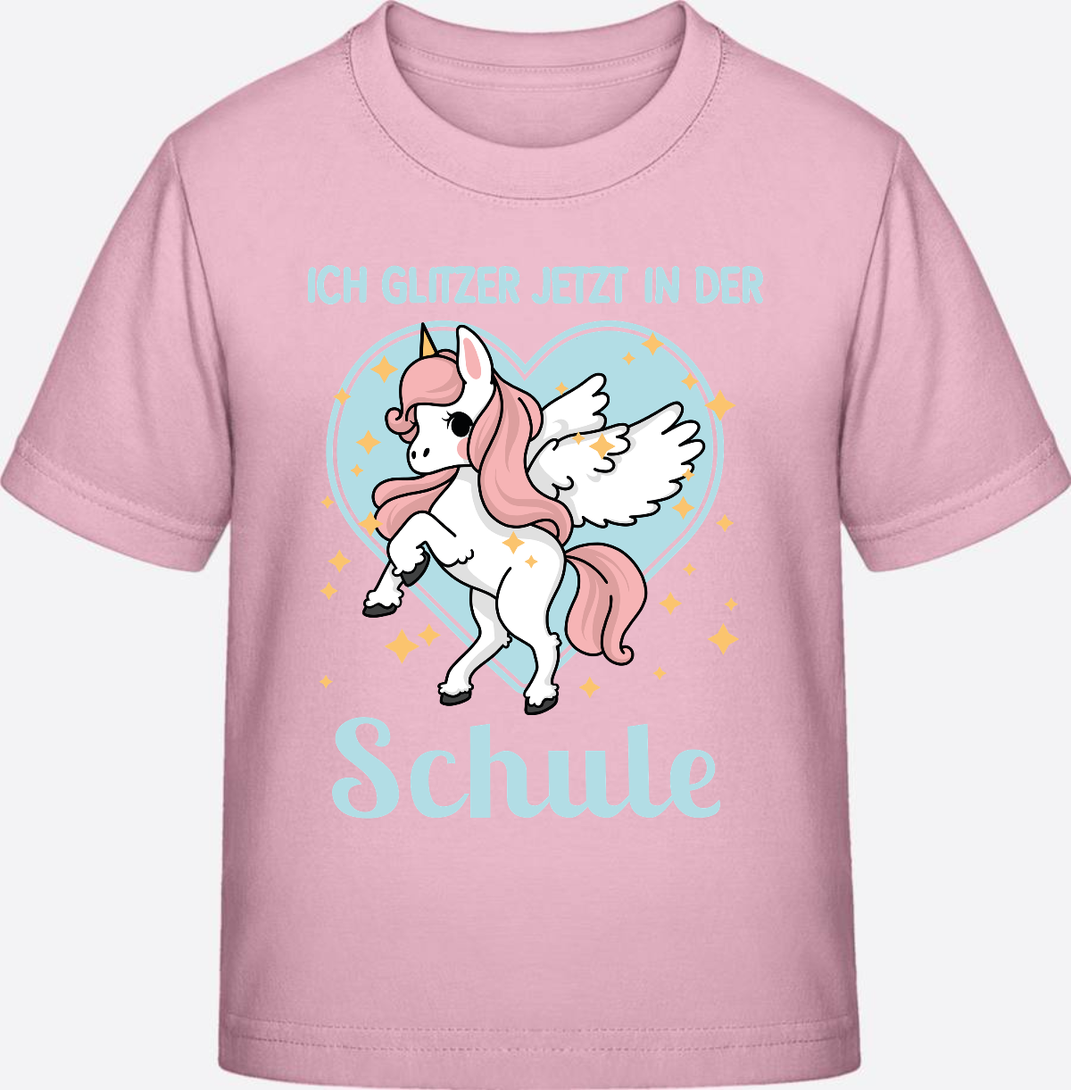 Einschulung T-Shirt Einhorn – Ich glitzer jetzt in der Schule - Cotton Pink