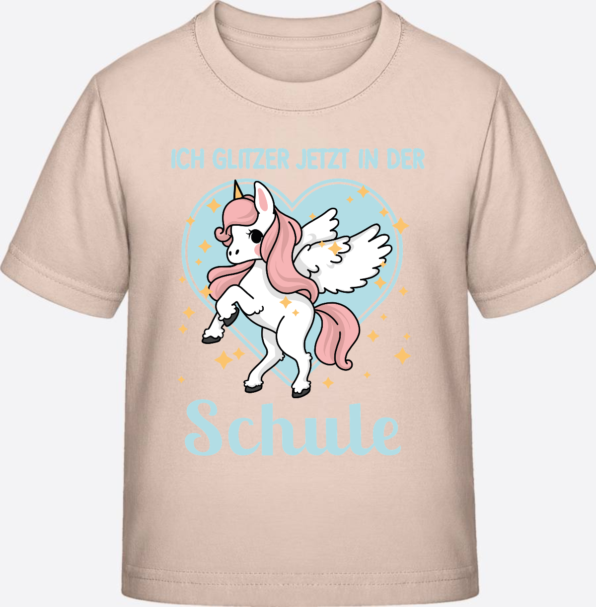 Einschulung T-Shirt Einhorn – Ich glitzer jetzt in der Schule - Eco-Heather