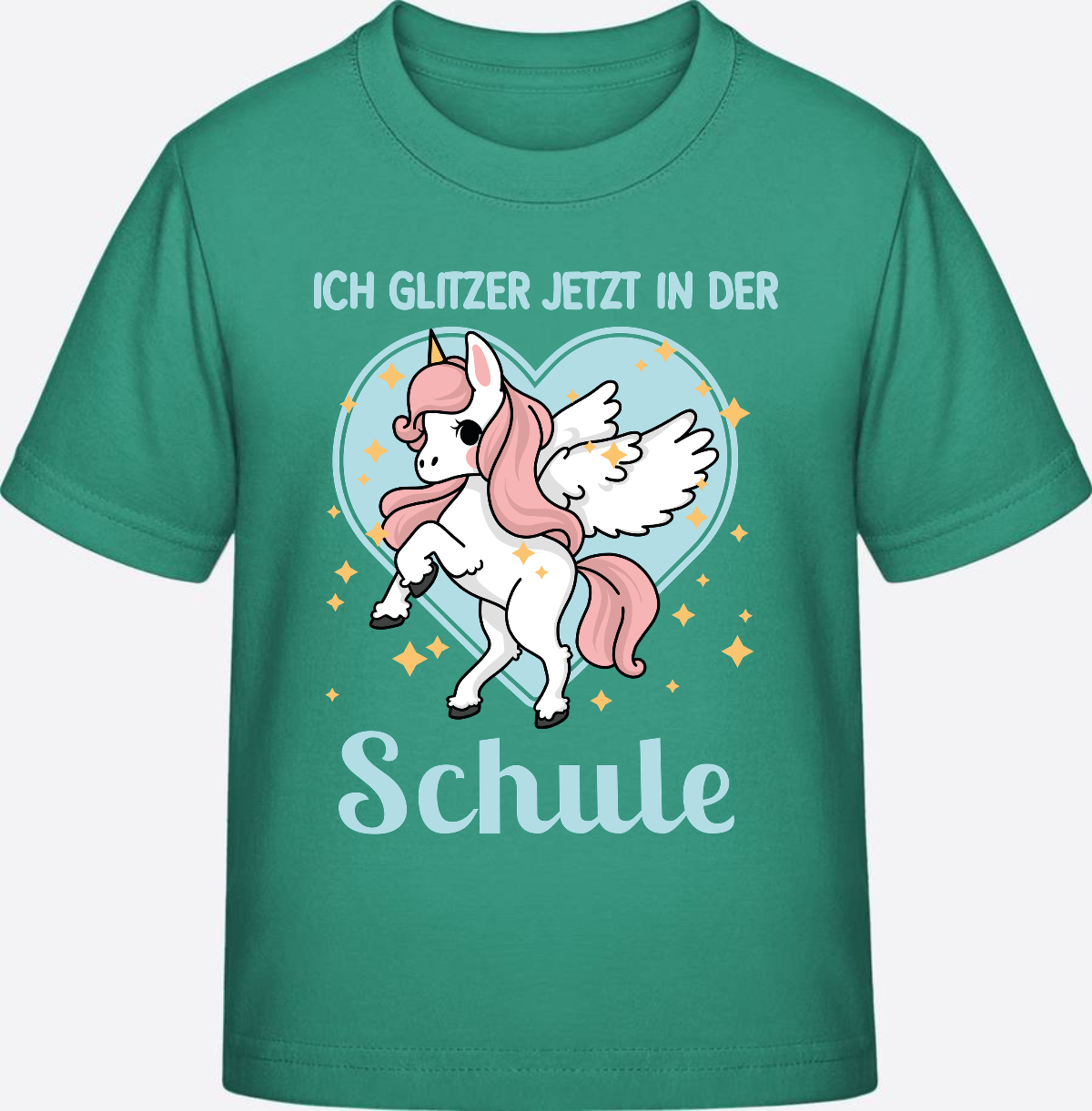 Einschulung T-Shirt Einhorn – Ich glitzer jetzt in der Schule - Go Green