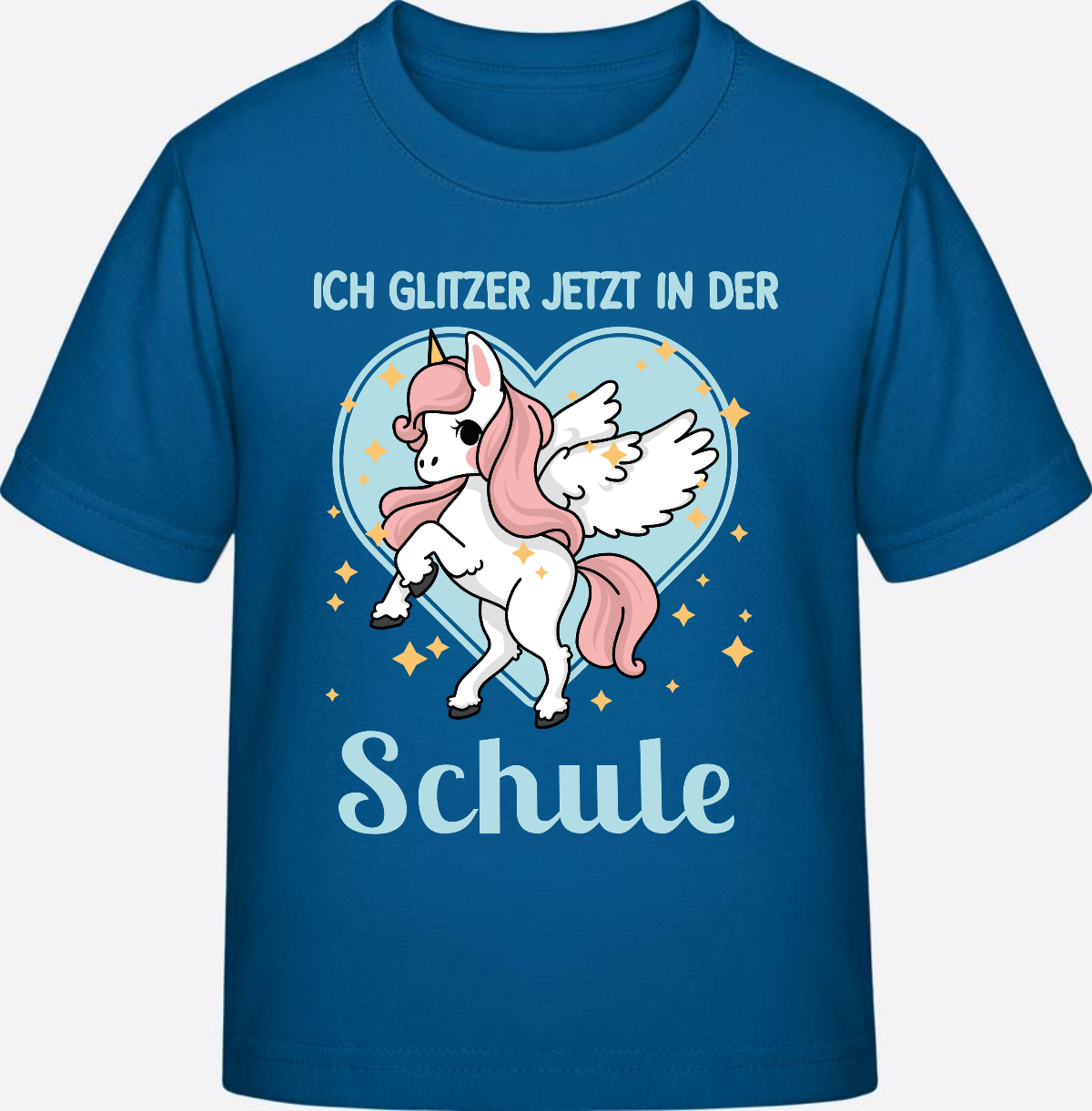 Einschulung T-Shirt Einhorn – Ich glitzer jetzt in der Schule - Royal Blue