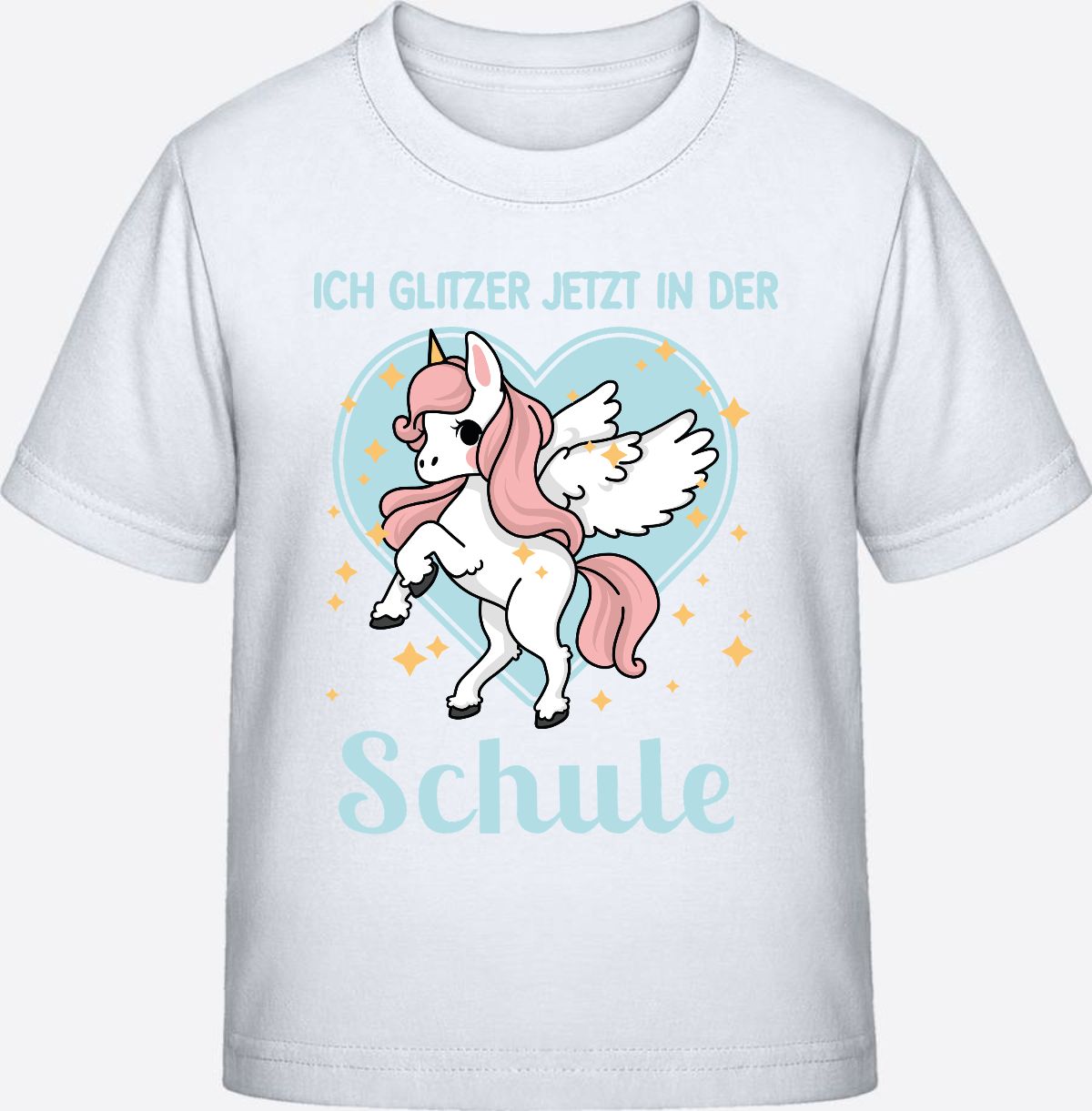 Einschulung T-Shirt Einhorn – Ich glitzer jetzt in der Schule - White