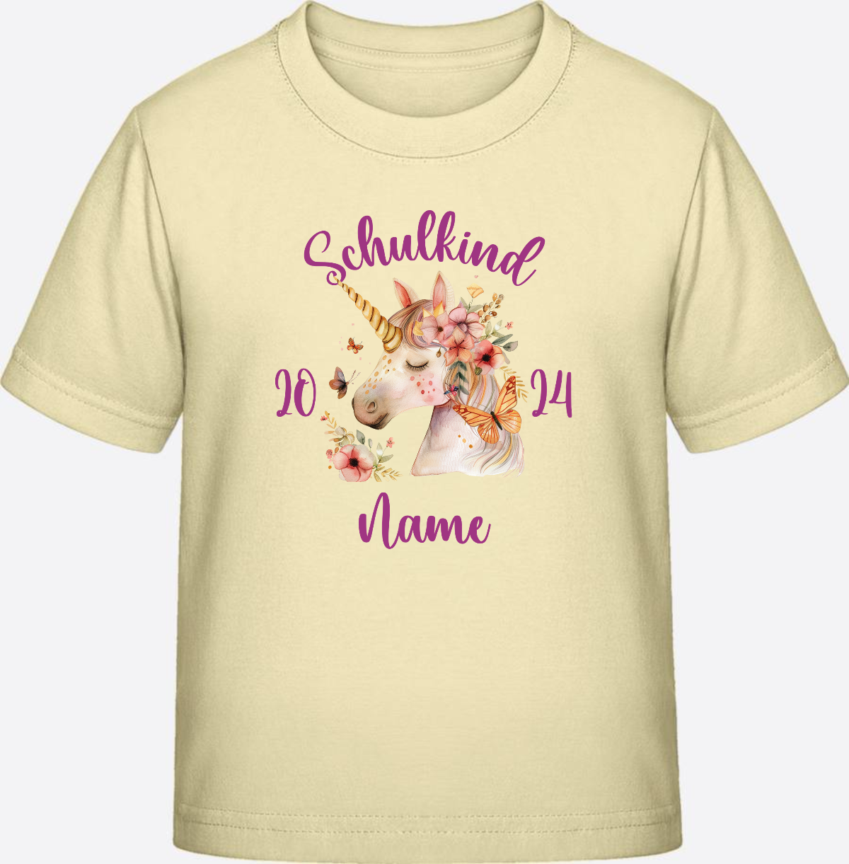 Einschulung T-Shirt für Mädchen – Personalisiert mit Namen - Butter
