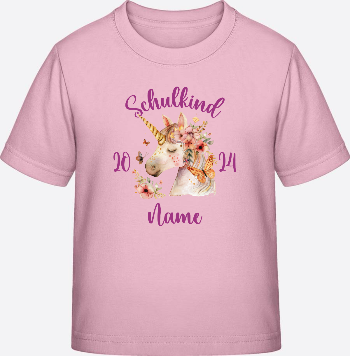 Einschulung T-Shirt für Mädchen – Personalisiert mit Namen - Cotton Pink