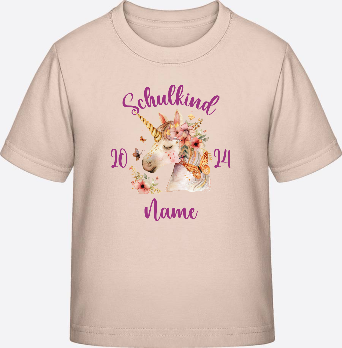 Einschulung T-Shirt für Mädchen – Personalisiert mit Namen - Eco-Heather