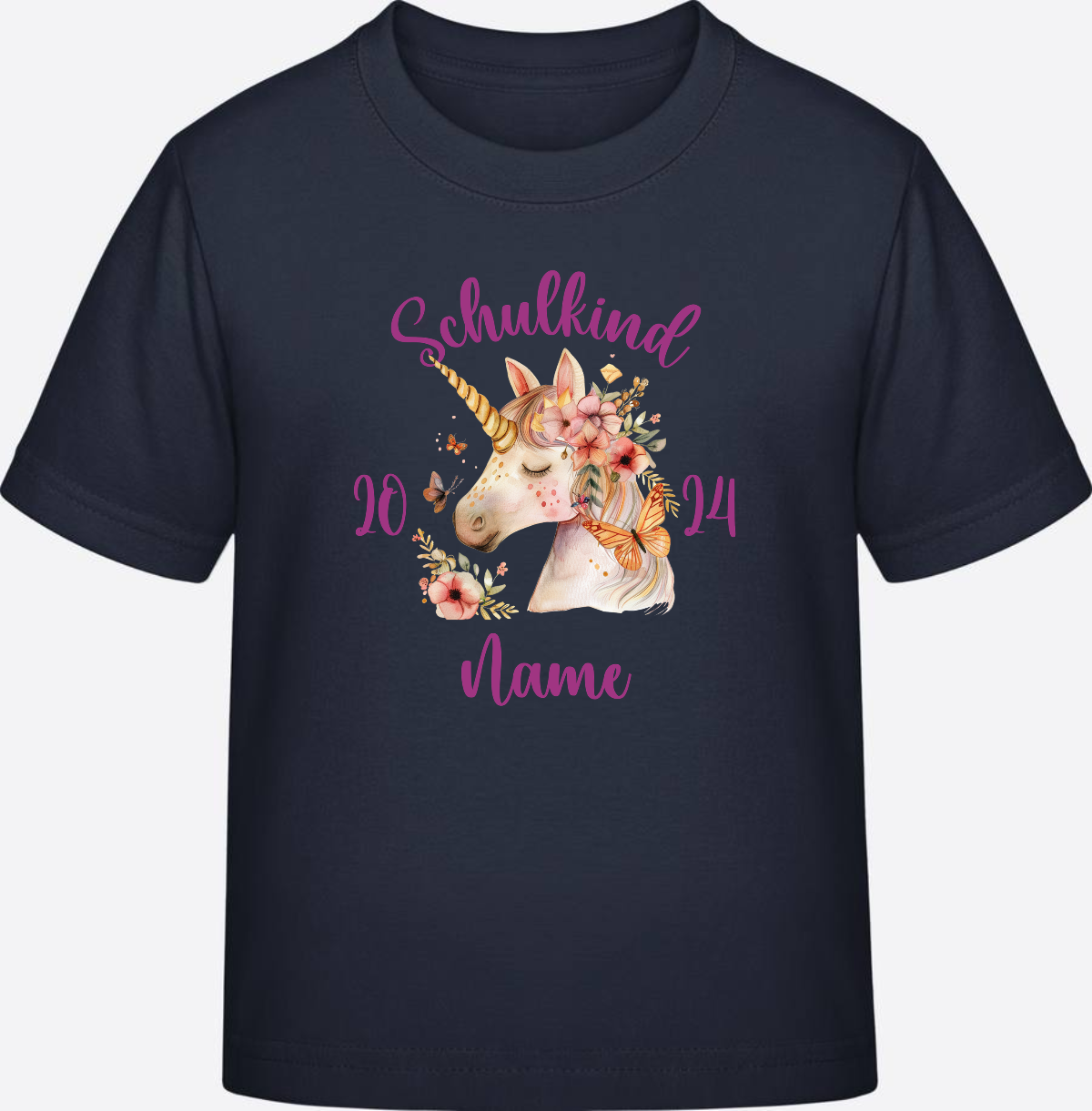 Einschulung T-Shirt für Mädchen – Personalisiert mit Namen - French Navy