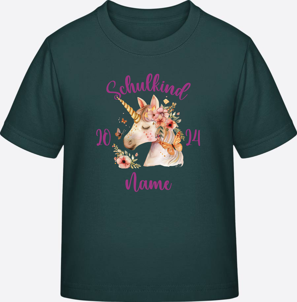 Einschulung T-Shirt für Mädchen – Personalisiert mit Namen - Glazed Green