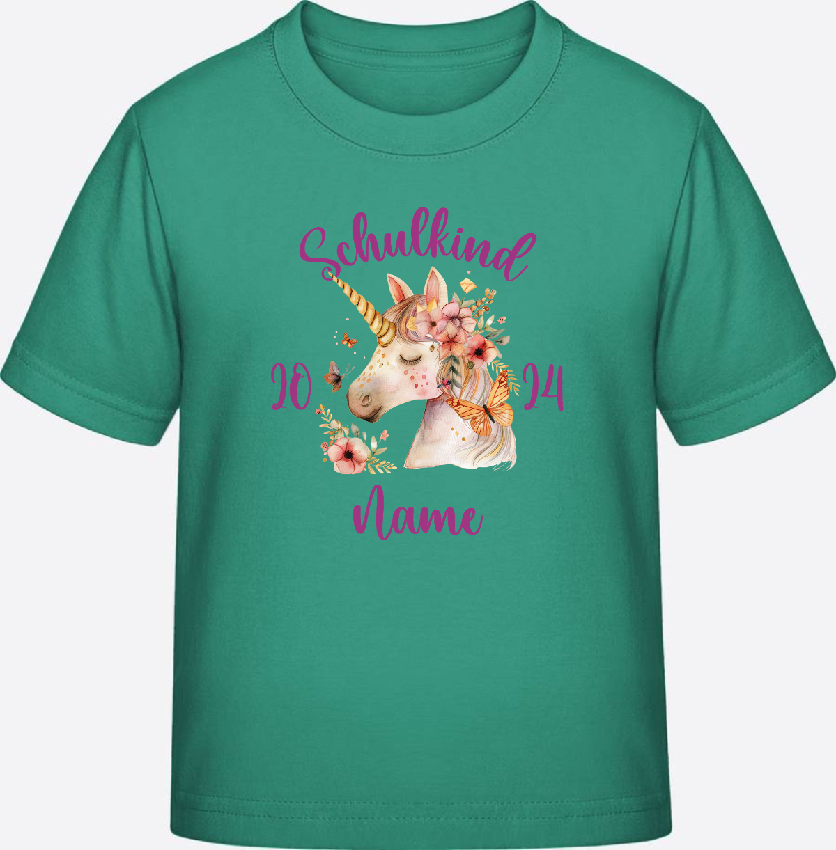 Einschulung T-Shirt für Mädchen – Personalisiert mit Namen - Go Green