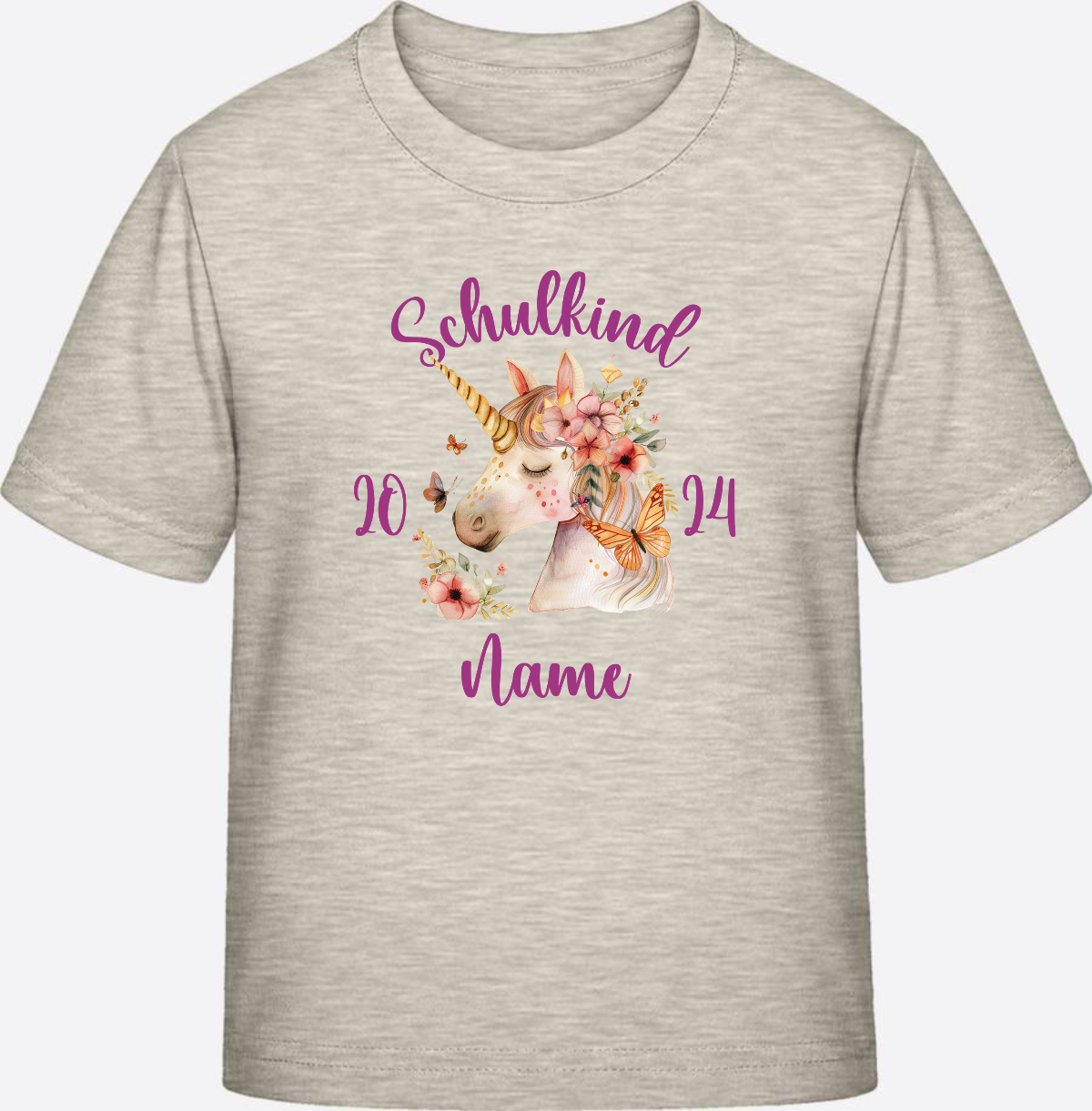 Einschulung T-Shirt für Mädchen – Personalisiert mit Namen - Natural Raw