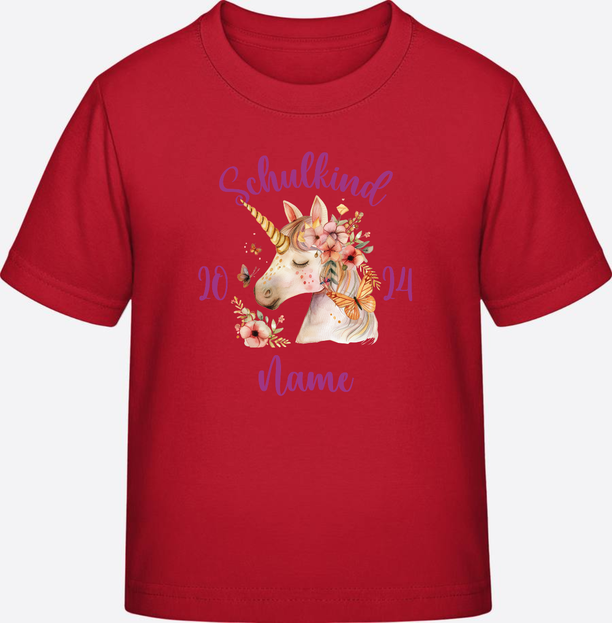 Einschulung T-Shirt für Mädchen – Personalisiert mit Namen - Red