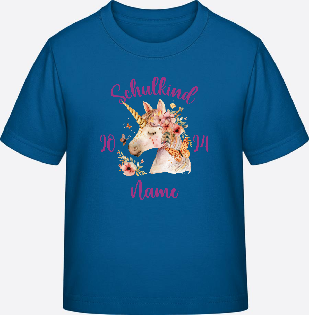 Einschulung T-Shirt für Mädchen – Personalisiert mit Namen - Royal Blue