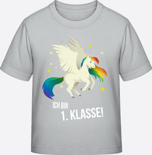 Einschulung T-Shirt – Ich bin erste Klasse mit Name - Pacific Grey