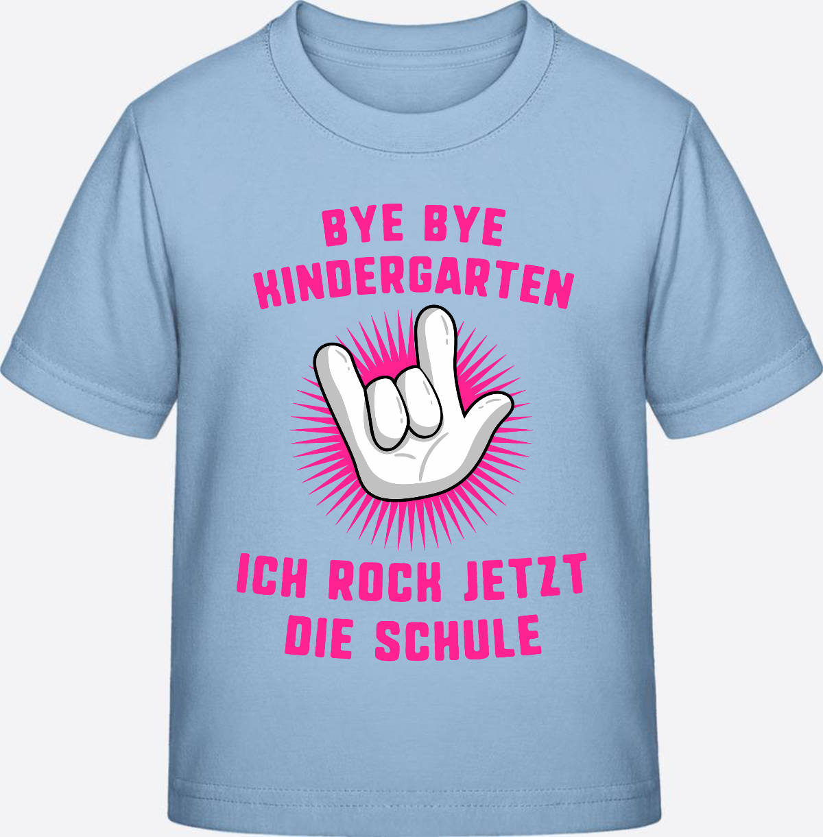 Einschulung T-Shirt "Ich rock die Schule" Fuchsia mit Name - Blue Soul