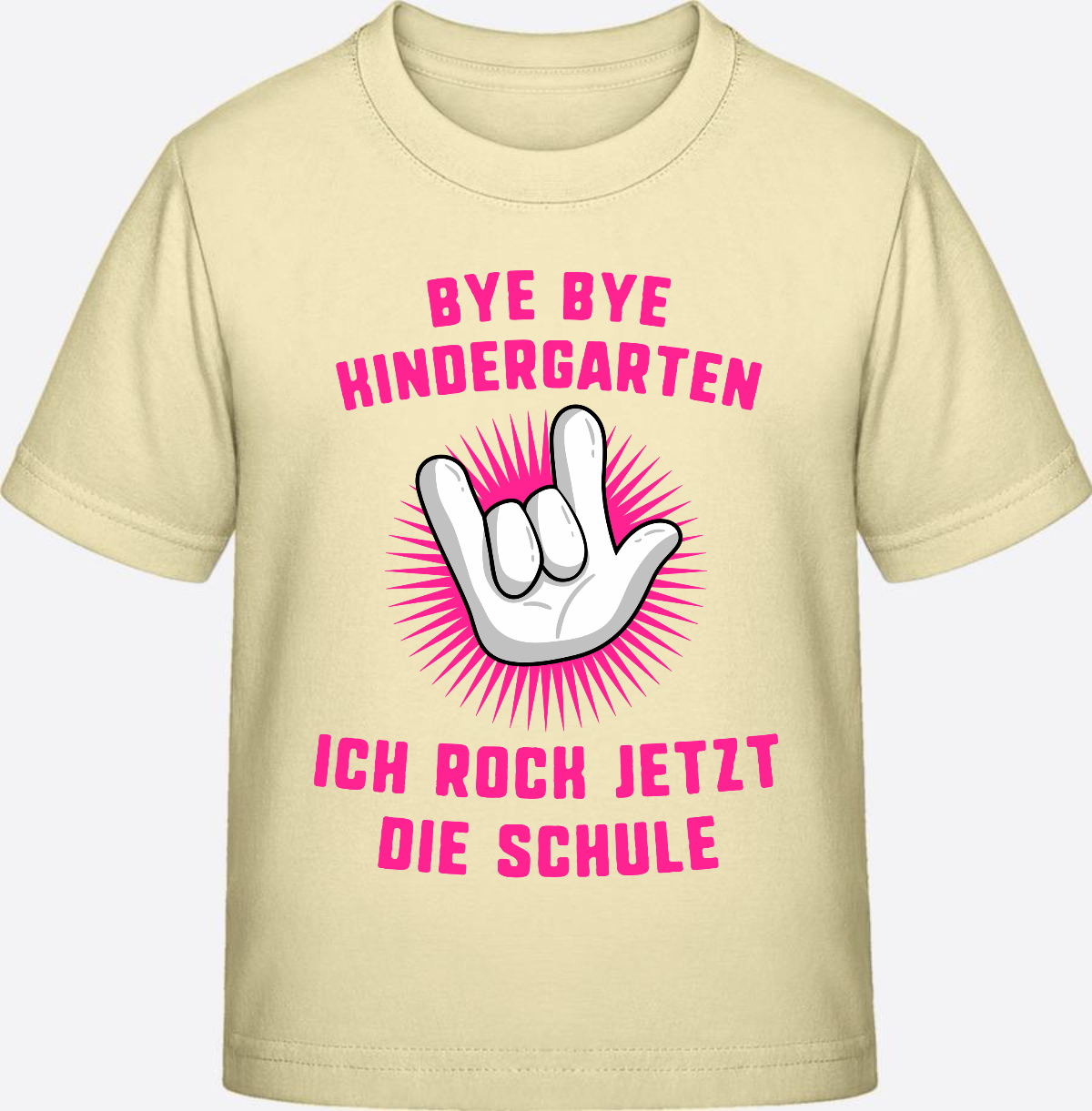 Einschulung T-Shirt "Ich rock die Schule" Fuchsia mit Name - Butter