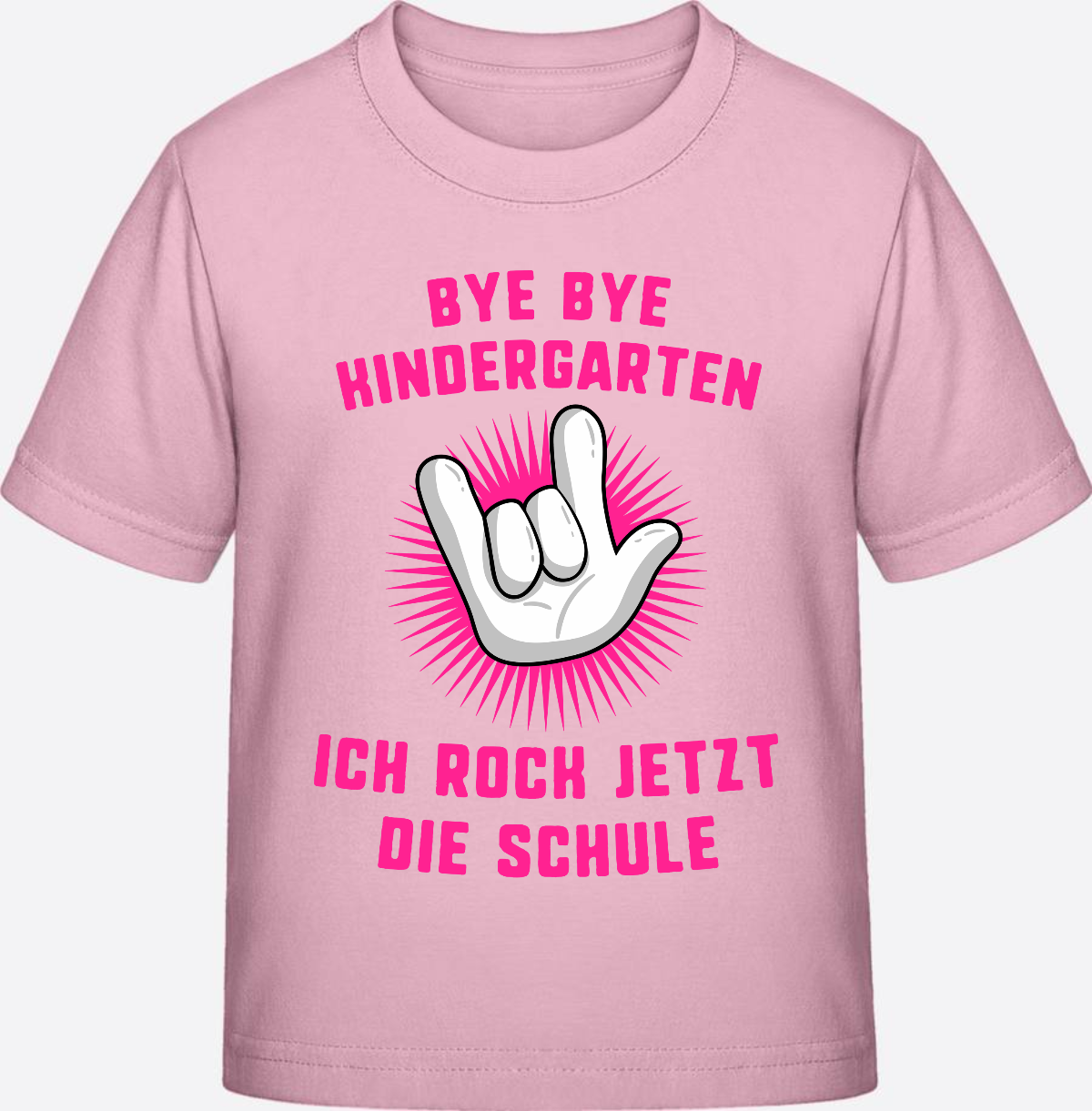 Einschulung T-Shirt "Ich rock die Schule" Fuchsia mit Name - Cotton Pink