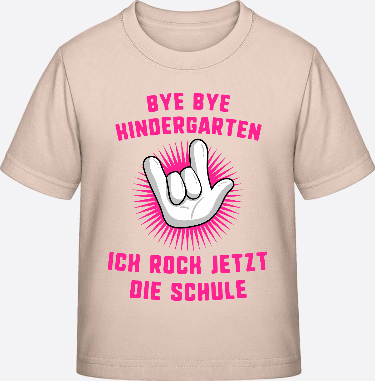 Einschulung T-Shirt "Ich rock die Schule" Fuchsia mit Name - Eco-Heather