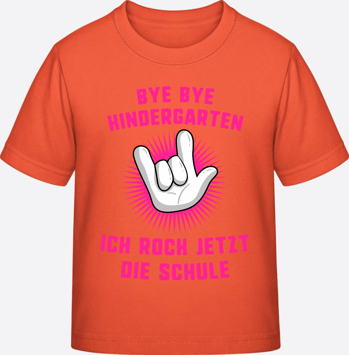 Einschulung T-Shirt "Ich rock die Schule" Fuchsia mit Name - Fiesta