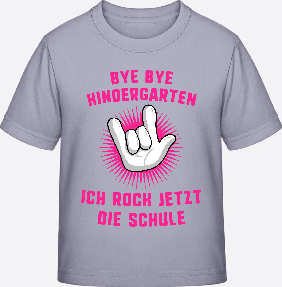 Einschulung T-Shirt "Ich rock die Schule" Fuchsia mit Name - Lavender