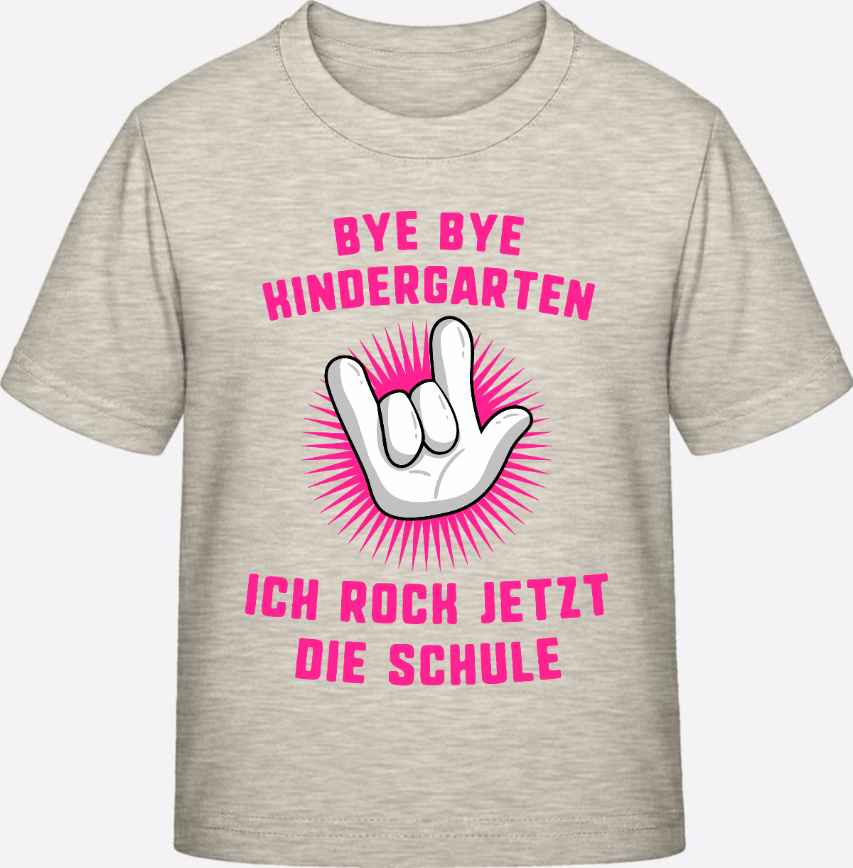 Einschulung T-Shirt "Ich rock die Schule" Fuchsia mit Name - Natural Raw
