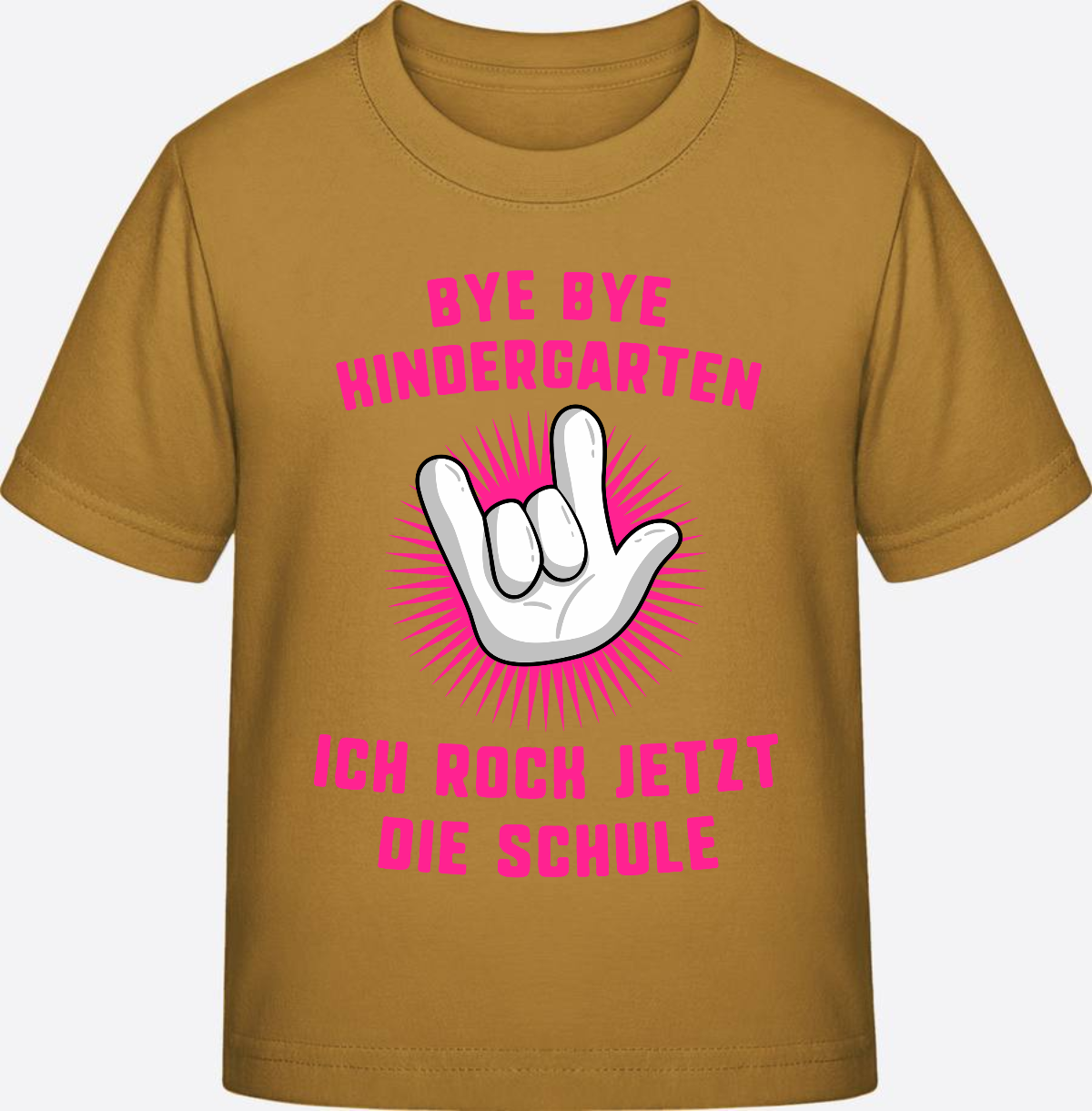Einschulung T-Shirt "Ich rock die Schule" Fuchsia mit Name - Ochre