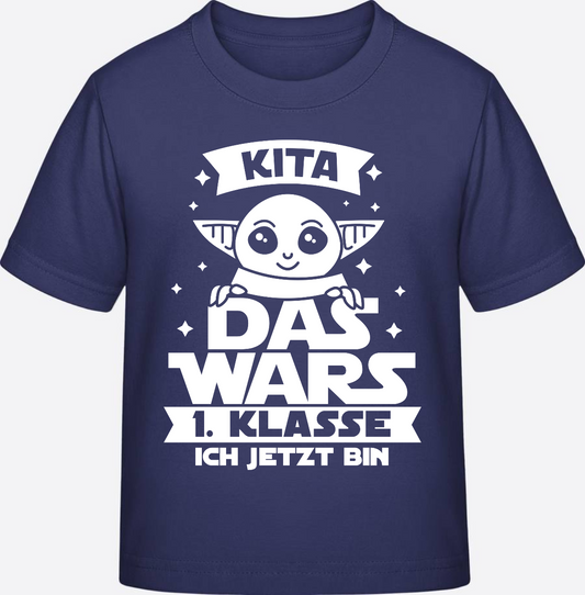 Einschulung T-Shirt: Kita Das Wars – 1. Klasse ich jetzt bin - Indigo