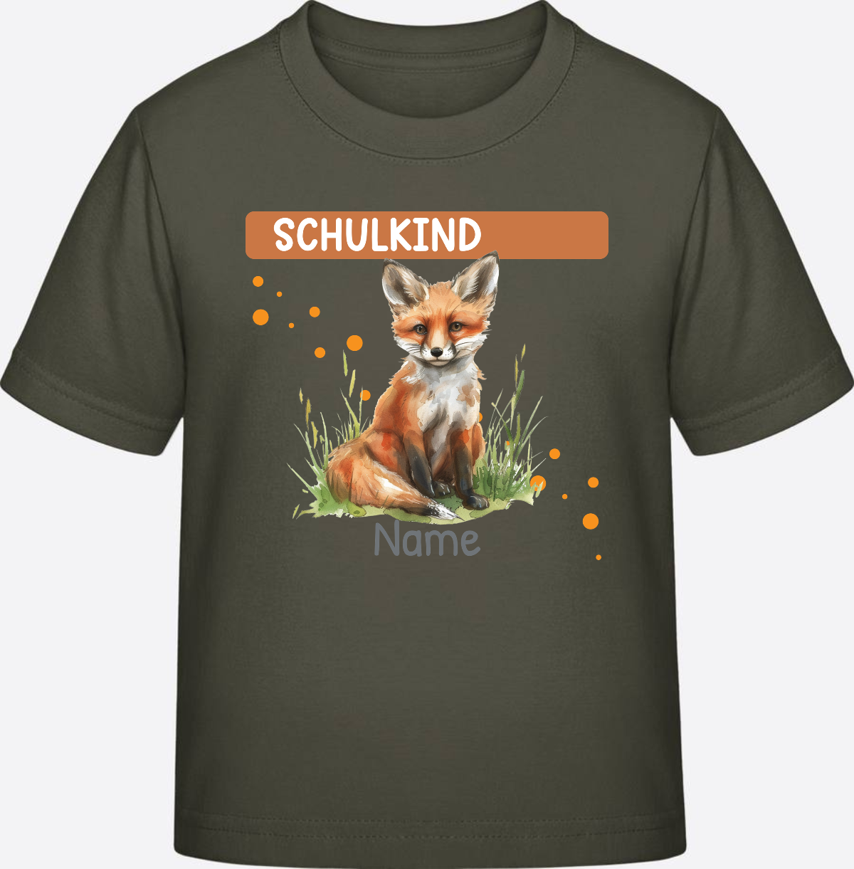 Einschulung T-Shirt mit Wunschnamen – Geschenk zum Schulstart - Khaki