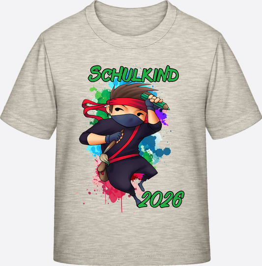 Einschulung T-Shirt Ninja 2026 – Mit Name personalisiert - Natural Raw