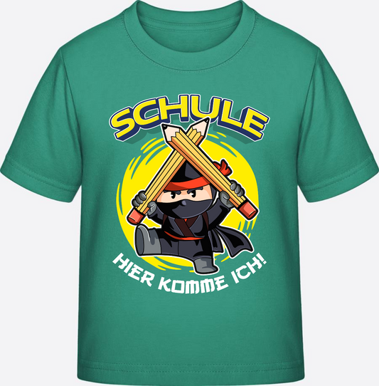 Einschulung T-Shirt Ninja – Schule, hier komme ich! mit Name - Go Green