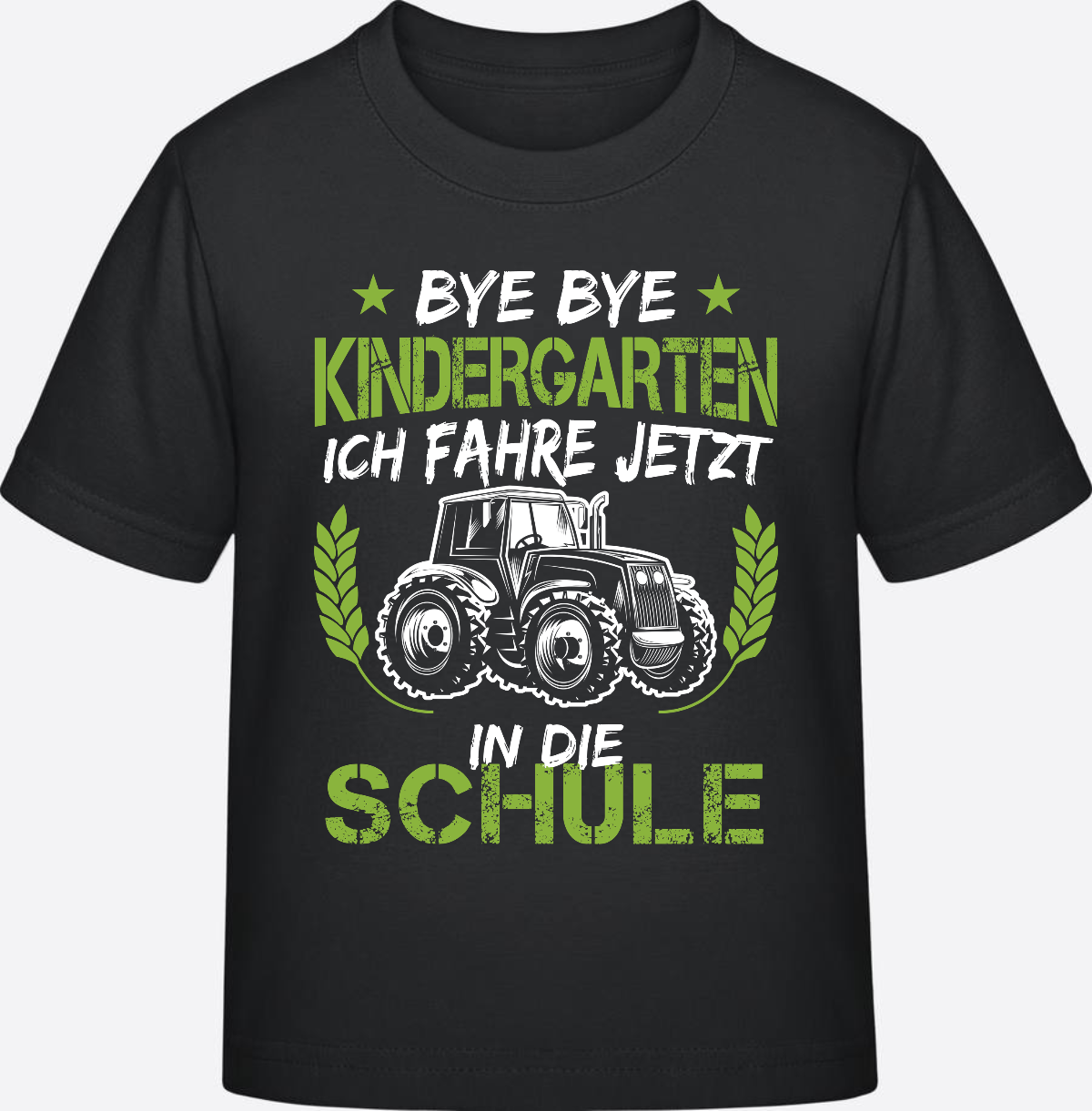 Einschulung T-Shirt Traktor – Bye Bye Kindergarten - Black