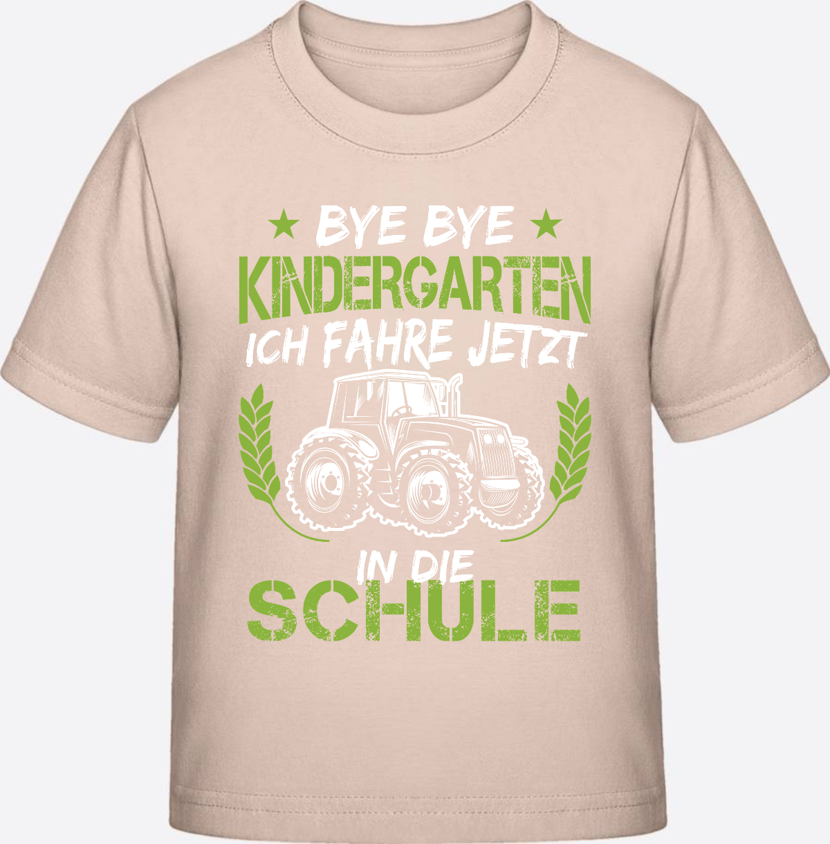 Einschulung T-Shirt Traktor – Bye Bye Kindergarten - Eco-Heather