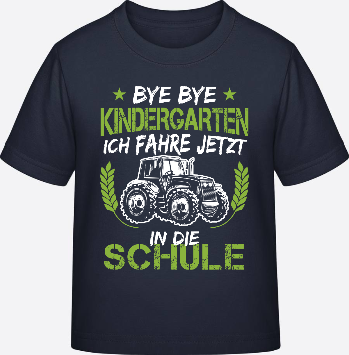 Einschulung T-Shirt Traktor – Bye Bye Kindergarten - French Navy