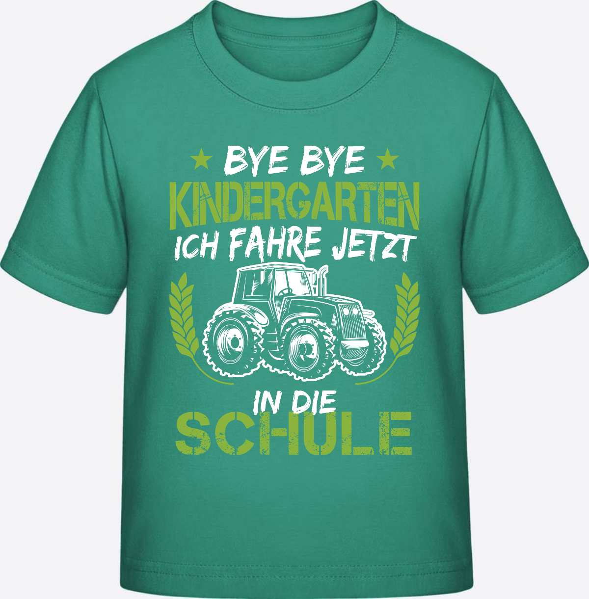 Einschulung T-Shirt Traktor – Bye Bye Kindergarten - Go Green
