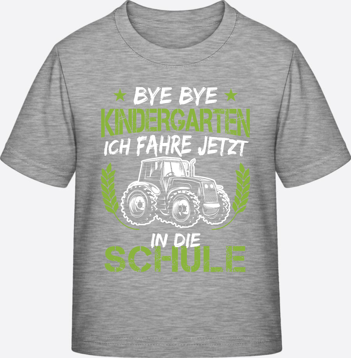Einschulung T-Shirt Traktor – Bye Bye Kindergarten - Heather Grey