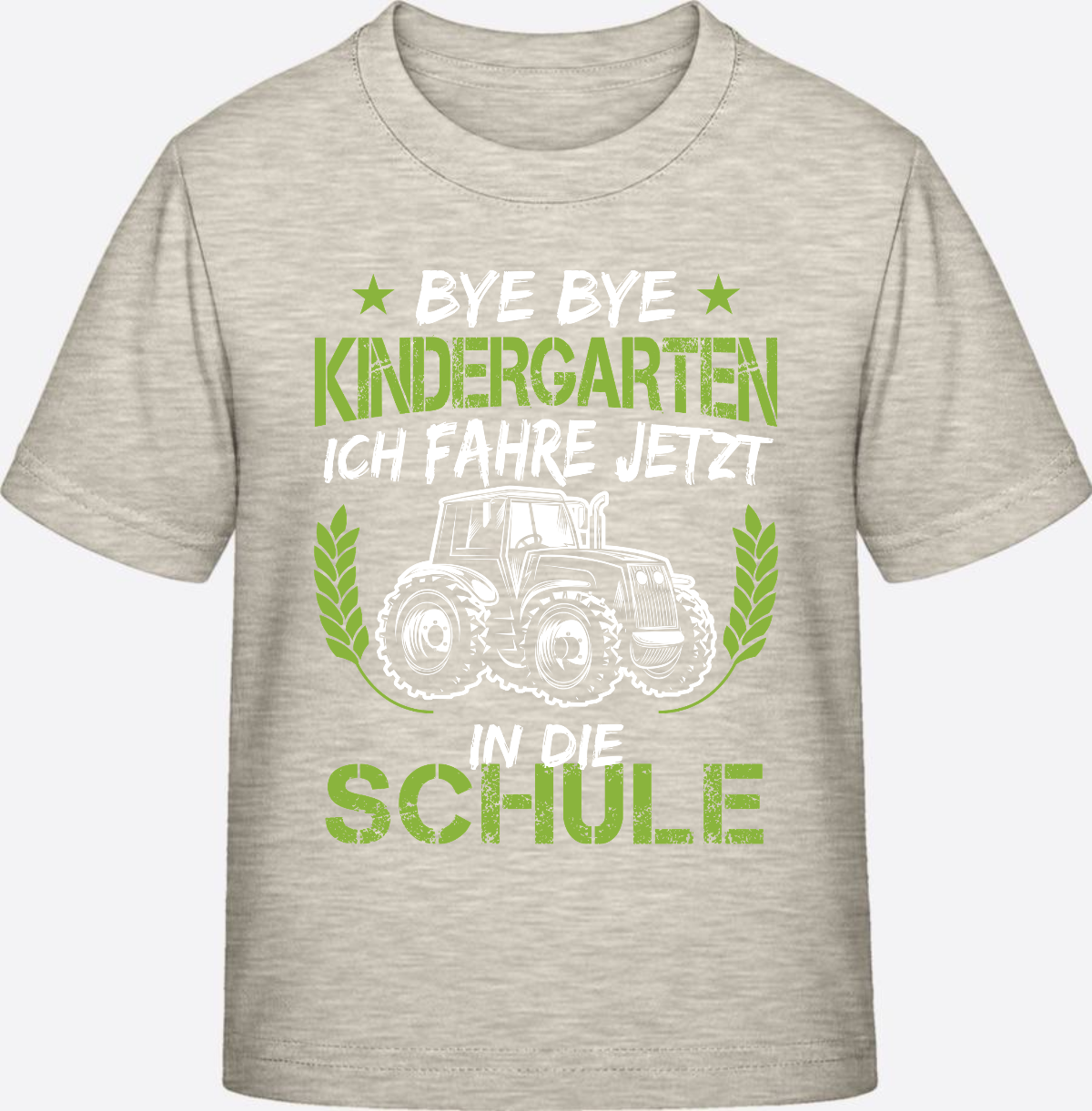 Einschulung T-Shirt Traktor – Bye Bye Kindergarten - Natural Raw