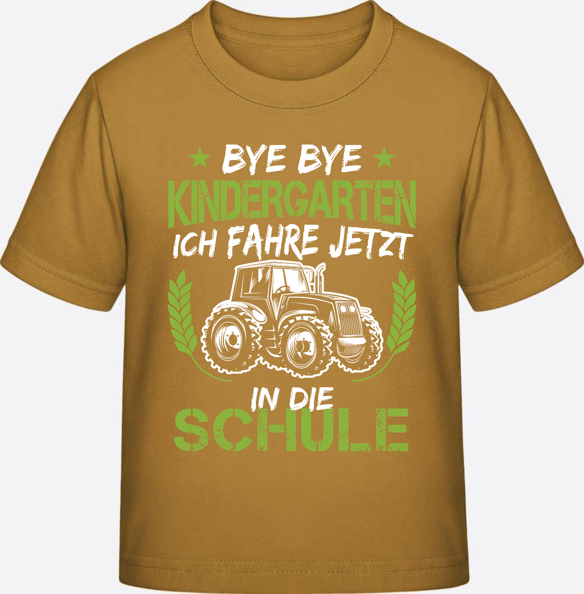 Einschulung T-Shirt Traktor – Bye Bye Kindergarten - Ochre