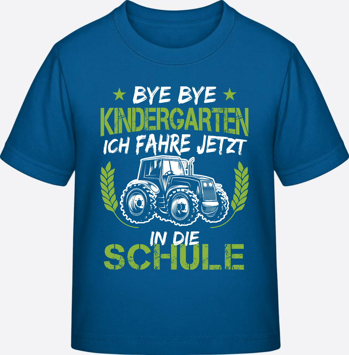 Einschulung T-Shirt Traktor – Bye Bye Kindergarten - Royal Blue