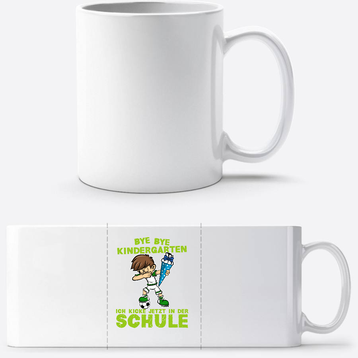 Einschulung Tasse – Bye Bye Kindergarten Dabbing Fußball - Weiß